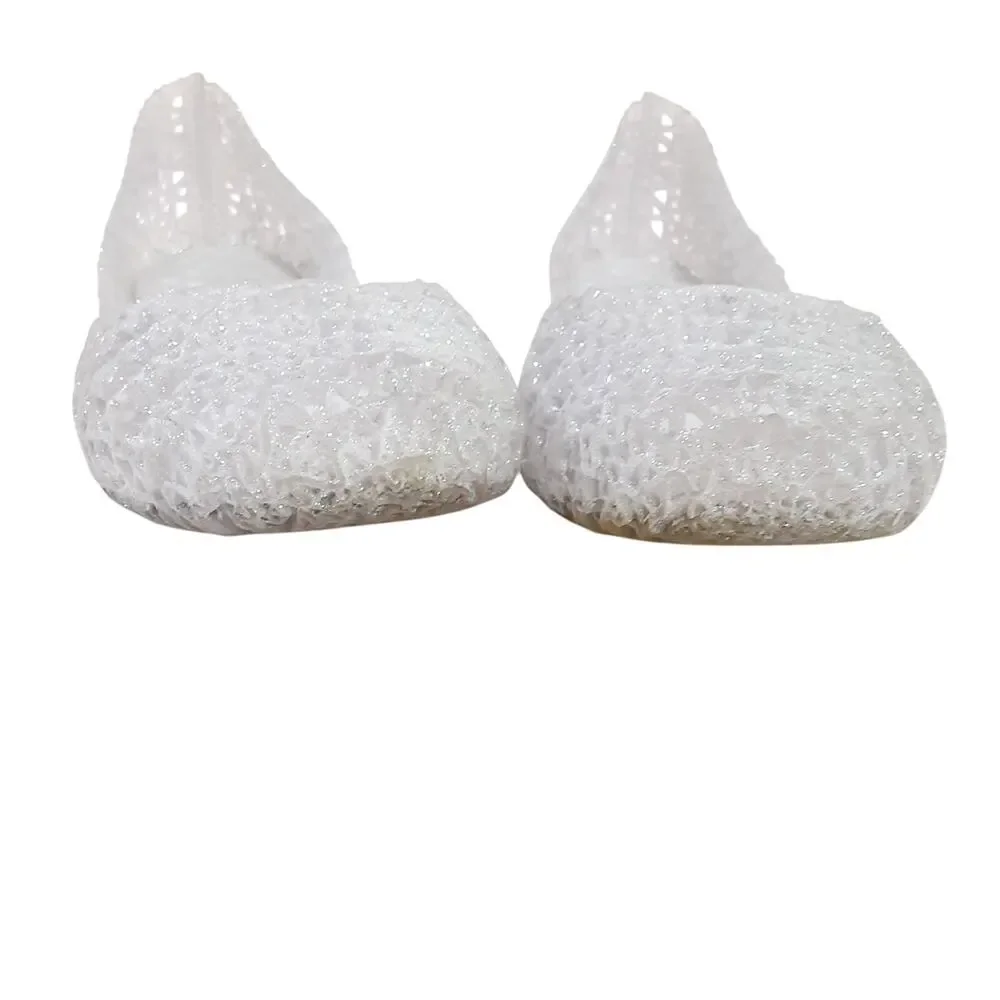 Mini Melissa Campana Ultra Gel White Glitter Gel Flats Girls 3 Jelly Shoes Clear